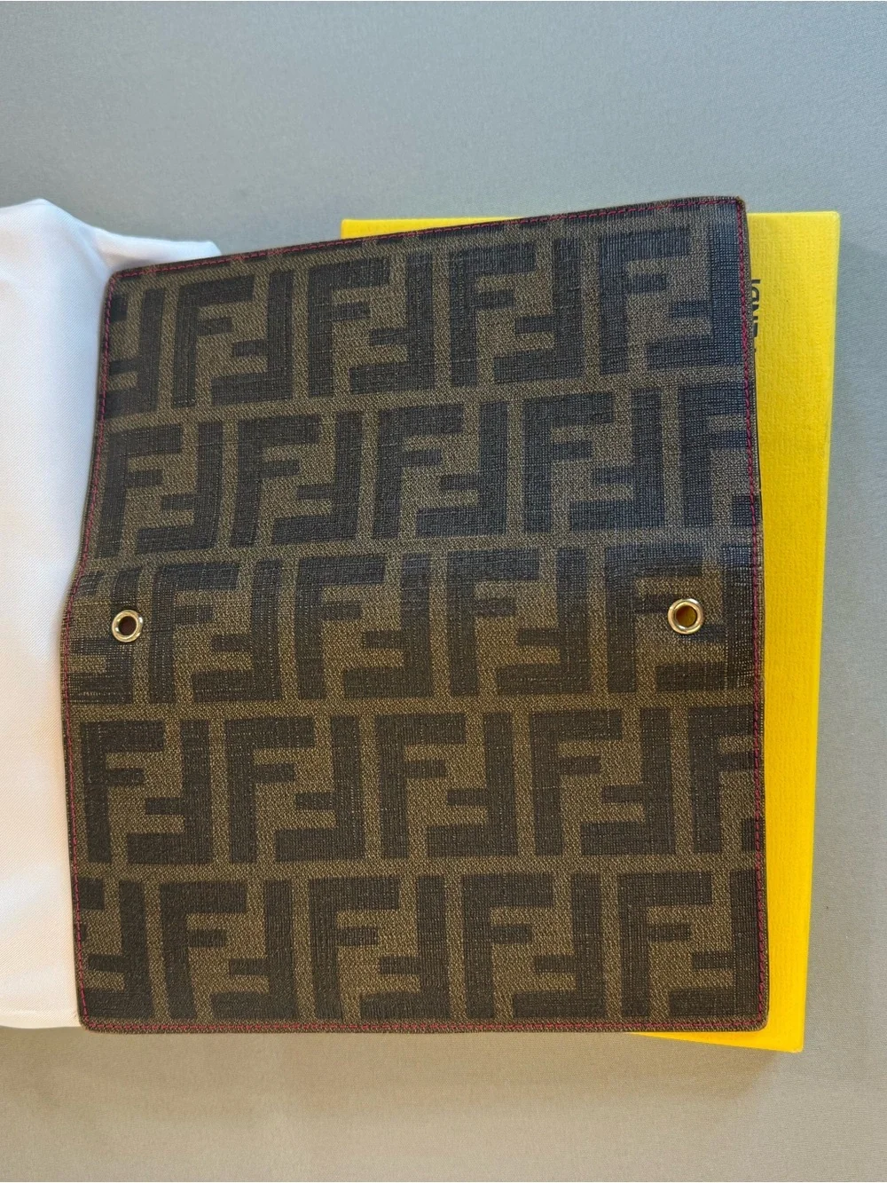 Fendi Wallet Brown FF Monogram Zucca Coated Canvas Pink Interior Box Dust Bag